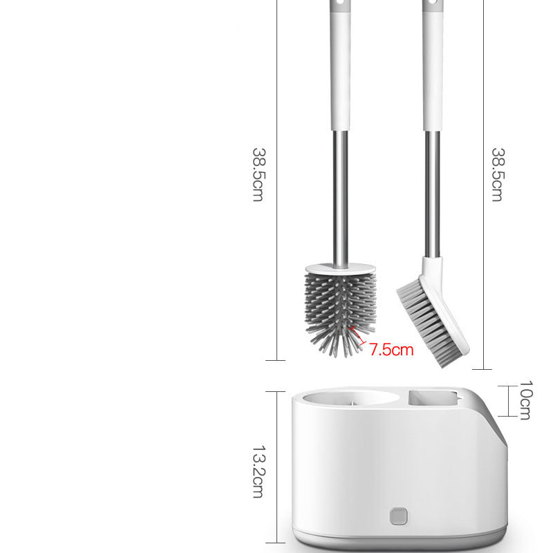 Brosse de toilette en silicone pour salle de bain, nettoyage à long manche