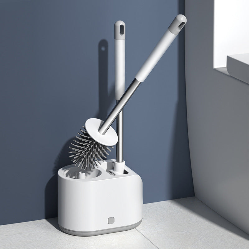Brosse de toilette en silicone pour salle de bain, nettoyage à long manche