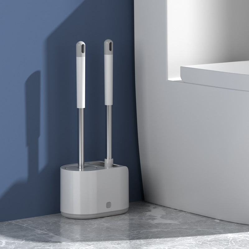 Brosse de toilette en silicone pour salle de bain, nettoyage à long manche