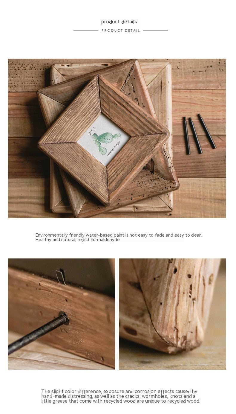 Cadre en bois, table en bois massif, cadre photo, décoration de table