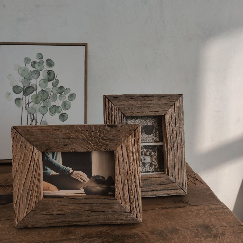 Cadre en bois, table en bois massif, cadre photo, décoration de table