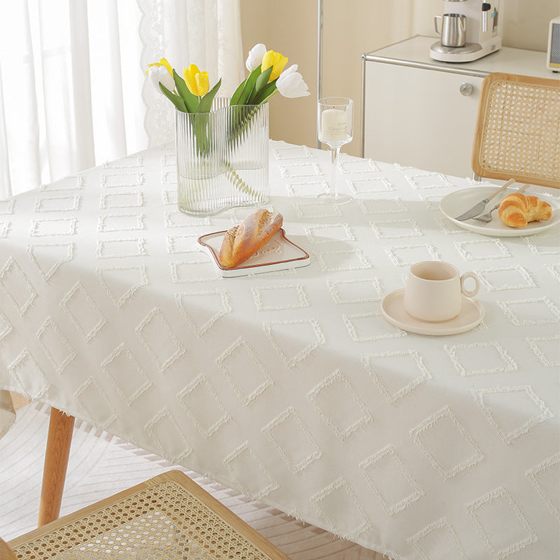 Nappe rectangulaire nordique simple en coton et lin