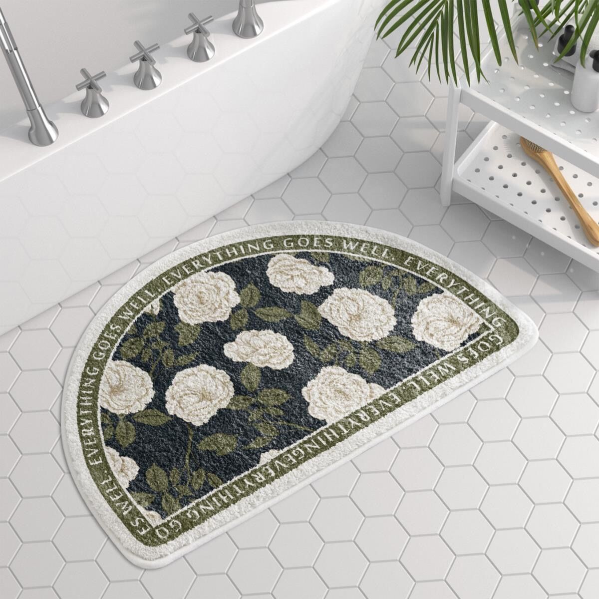 Tapis Oasis Mystic Garden - Tapis demi-cercle peint à la main
