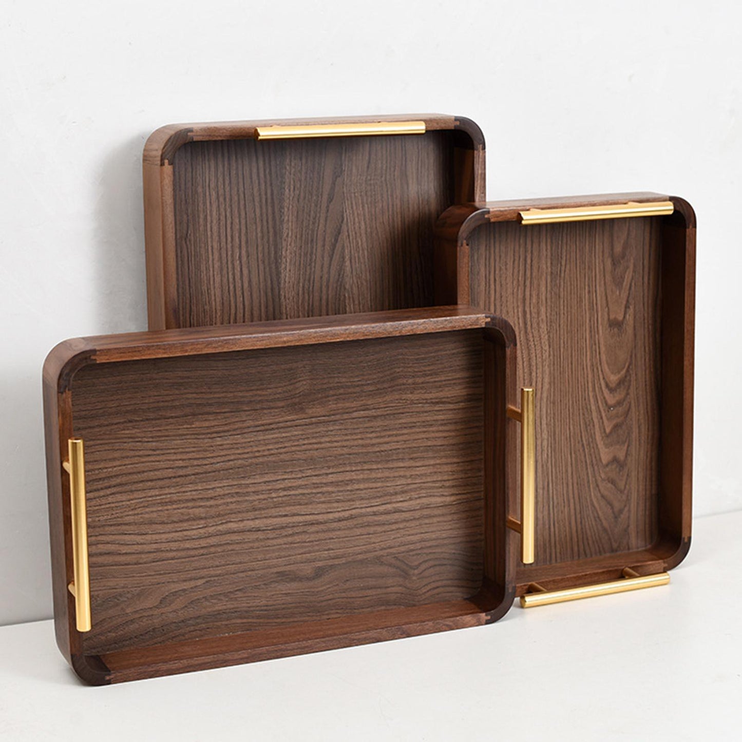 Plateau rectangulaire opulent en noyer noir