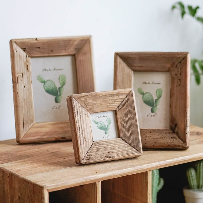 Cadre en bois, table en bois massif, cadre photo, décoration de table