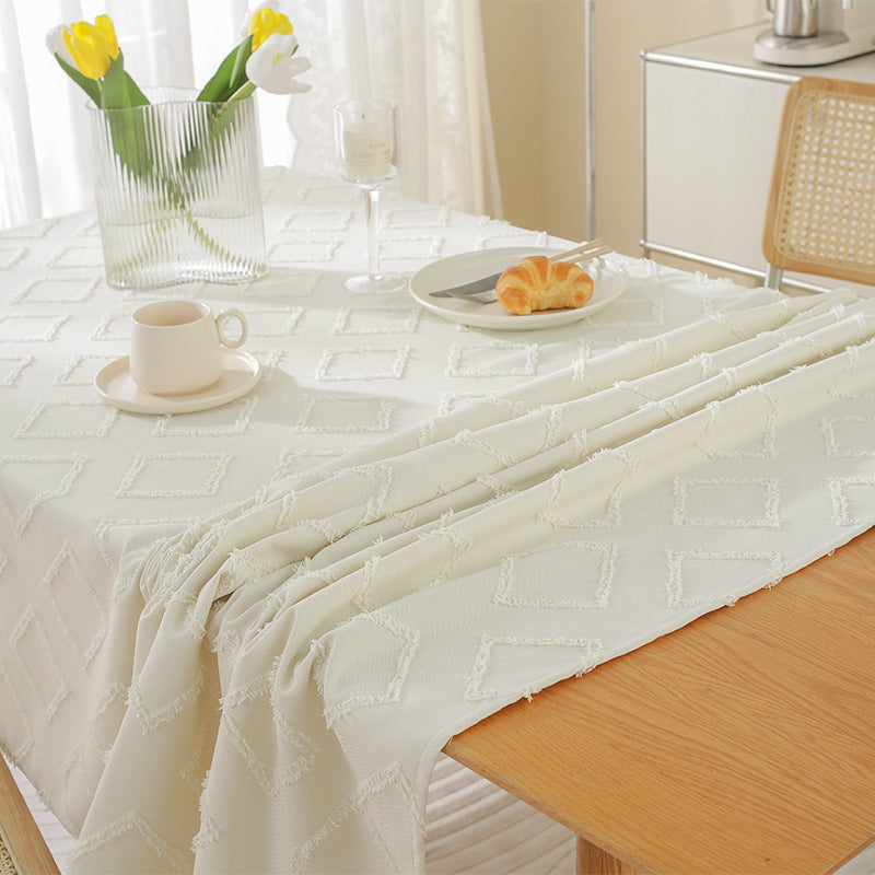 Nappe rectangulaire nordique simple en coton et lin