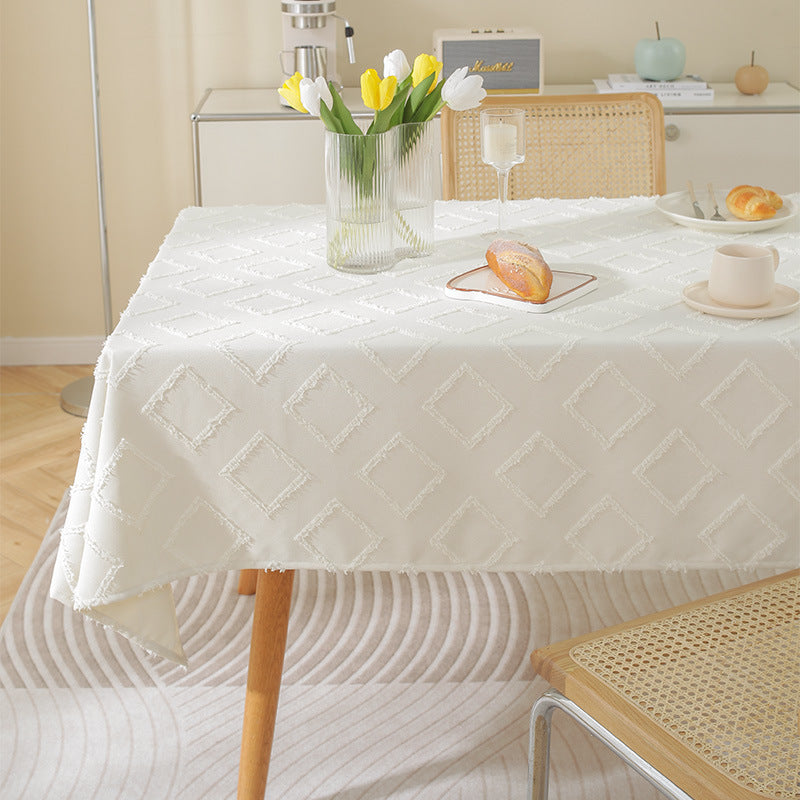 Nappe rectangulaire nordique simple en coton et lin