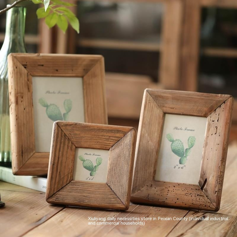 Cadre en bois, table en bois massif, cadre photo, décoration de table