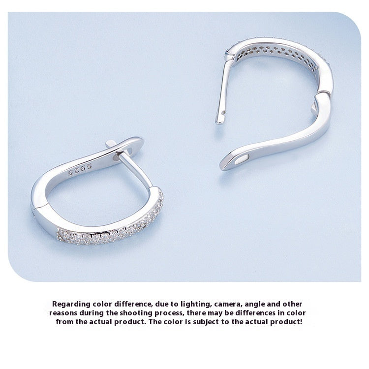 Sterling Silver S925 Sparkling Huggie Hoop Earrings
