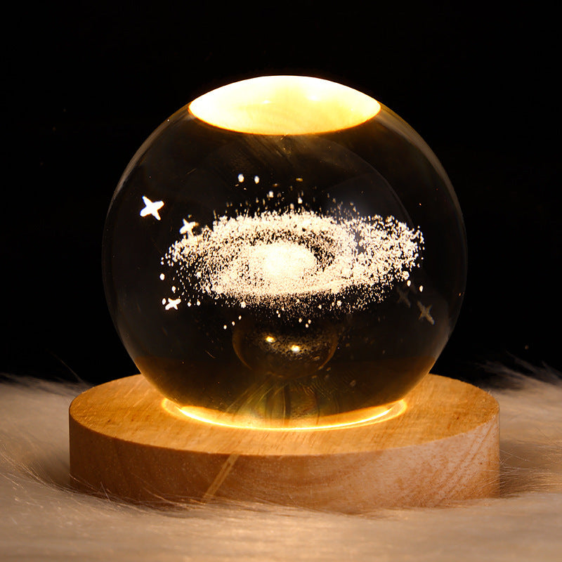 3D Luminous Starry Sky -Christmas - Planet Moon Crystal Ball Small Night Light - USB