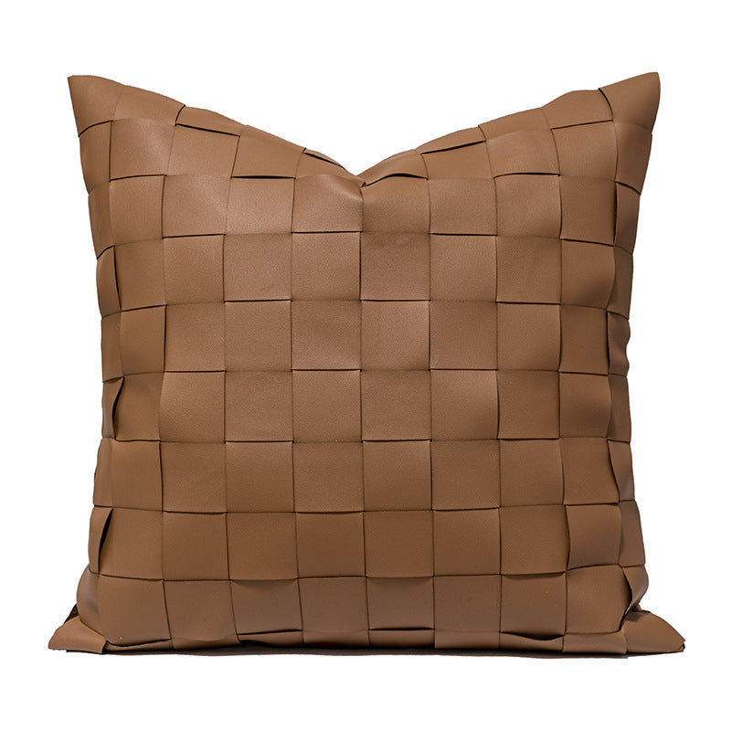 Espresso Leather Luxe Cushion Cover