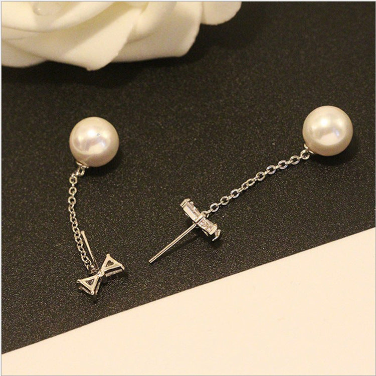 Luminous Whispers: 925 Sterling Silver Bow & Pearl