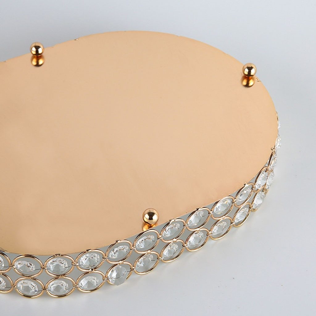 Nordic light luxury metal oval tray European-style electroplating crystal.