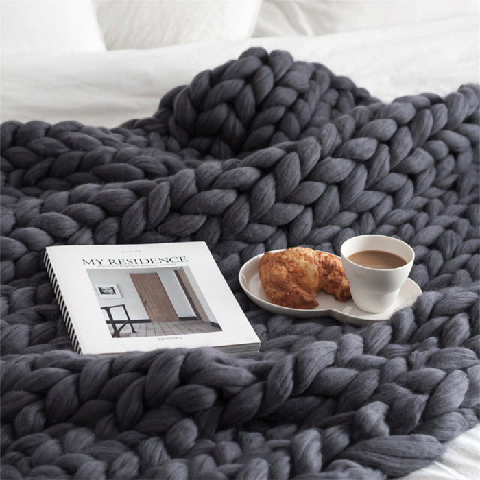 Merino Wool blanket hand-woven super thick wool blanket 100*