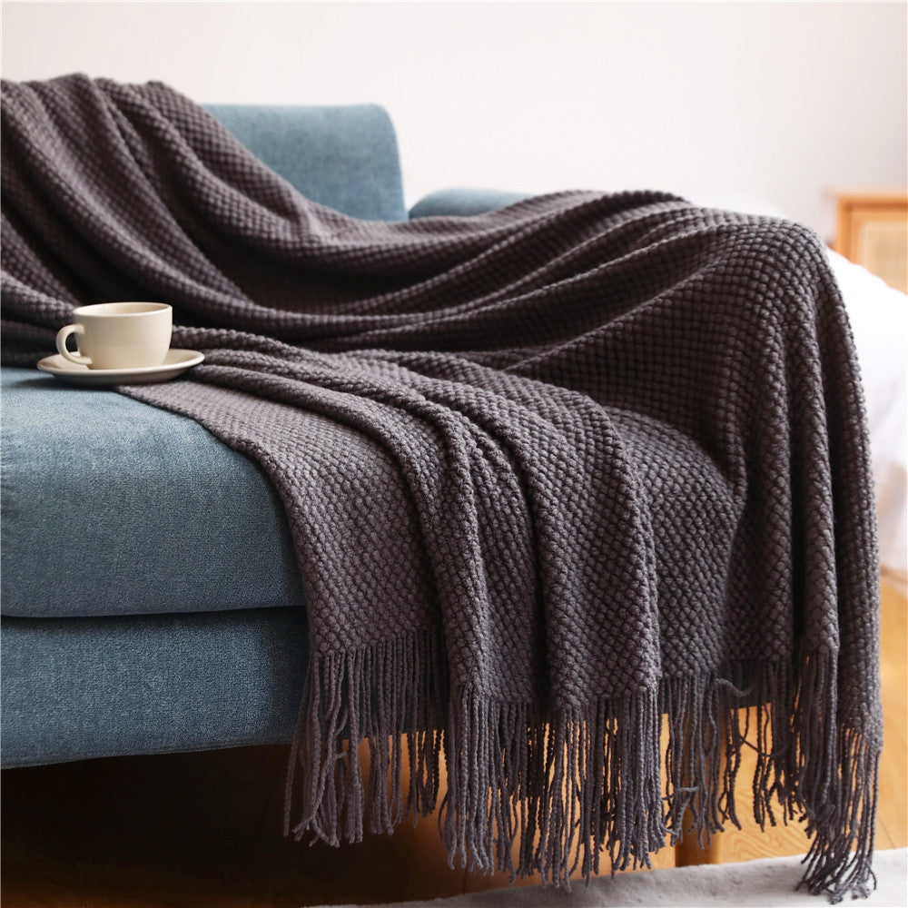 Sofa Blankets, Grid Knitted Blankets