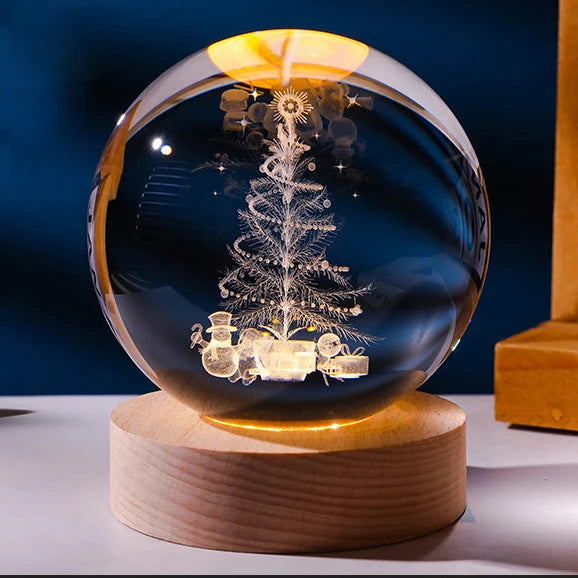 3D Luminous Starry Sky -Christmas - Planet Moon Crystal Ball Small Night Light - USB