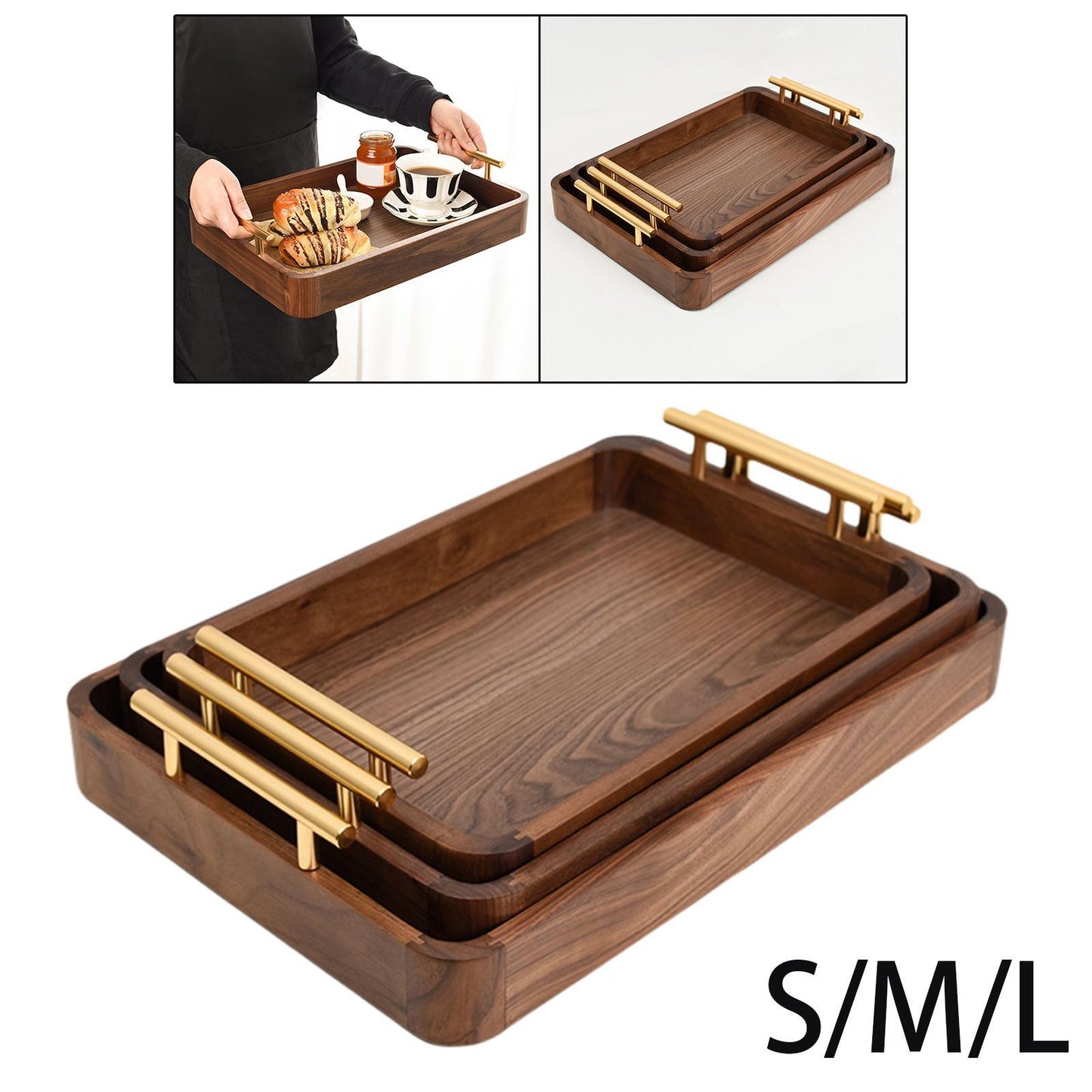 Opulent Black Walnut Rectangular Tray