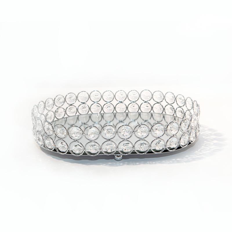 Nordic light luxury metal oval tray European-style electroplating crystal.