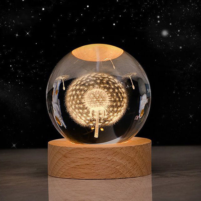 3D Luminous Starry Sky -Christmas - Planet Moon Crystal Ball Small Night Light - USB