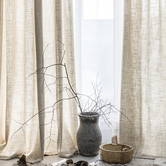 Elegant Translucent Linen Screen Curtain – Soft Filtered Light Privacy Panel