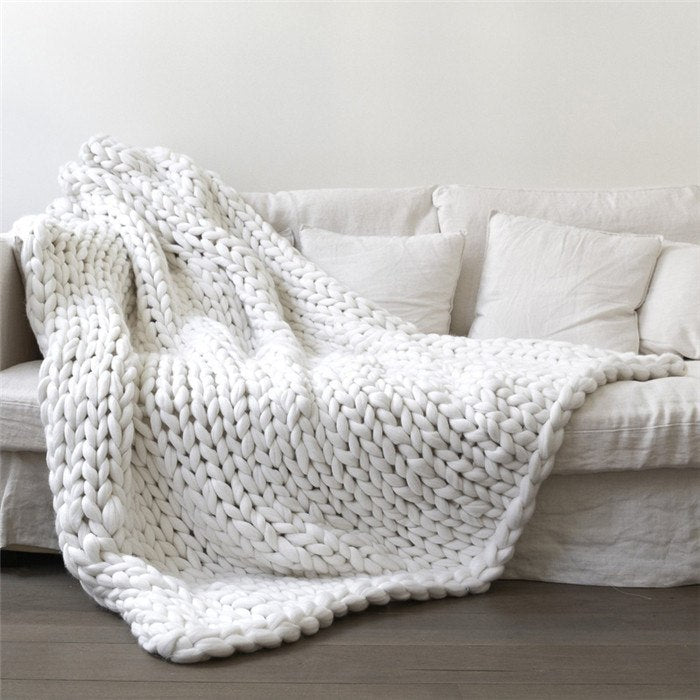 Merino Wool blanket hand-woven super thick wool blanket 100*