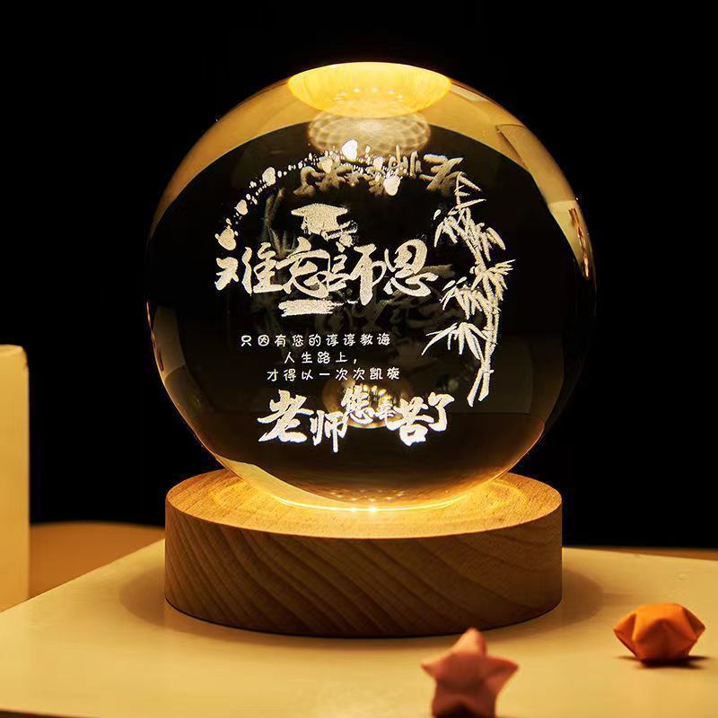 3D Luminous Starry Sky -Christmas - Planet Moon Crystal Ball Small Night Light - USB