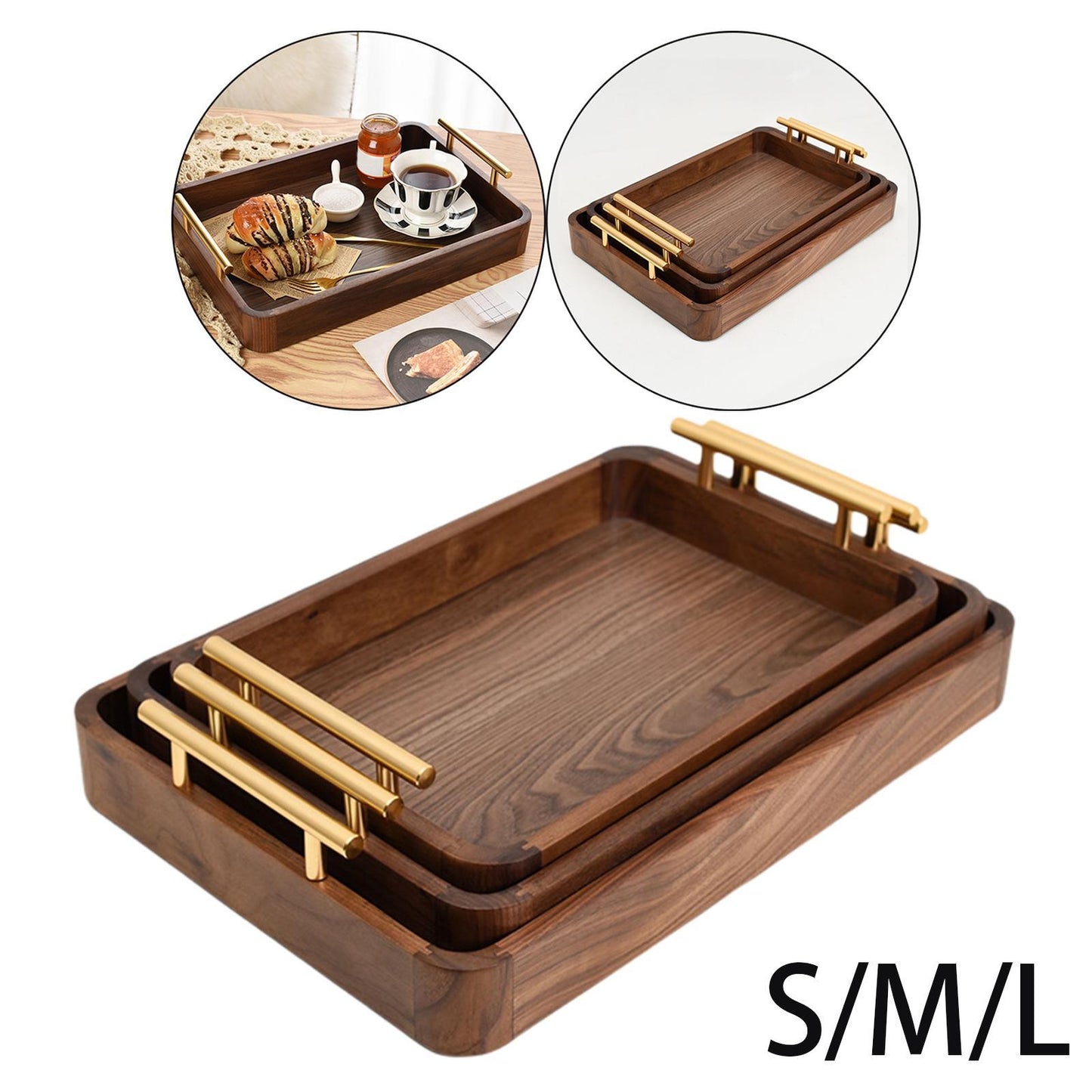 Opulent Black Walnut Rectangular Tray