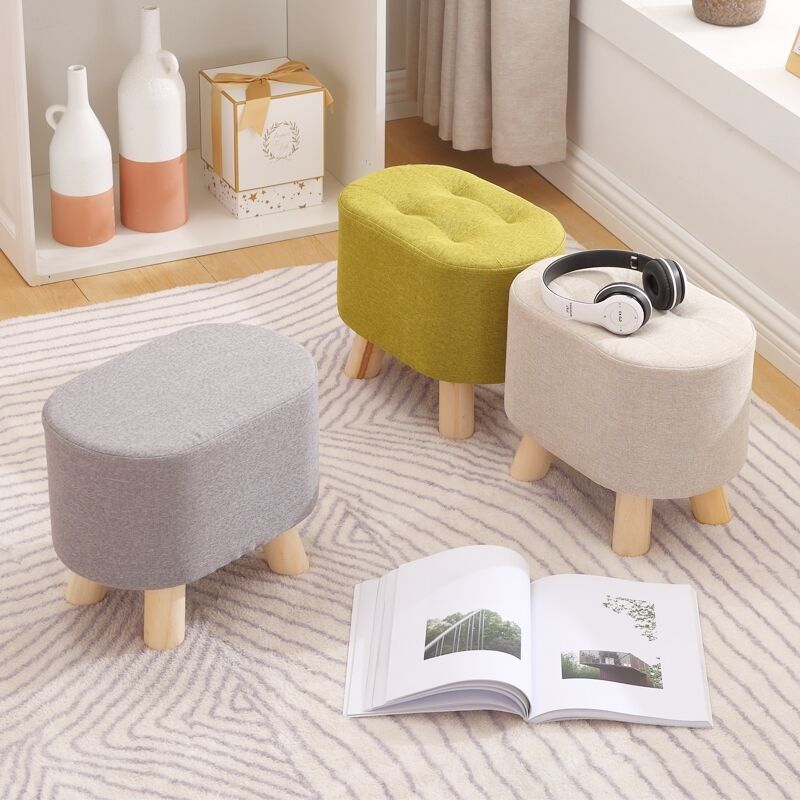 Nordic Elegance Solid Wood Ottoman