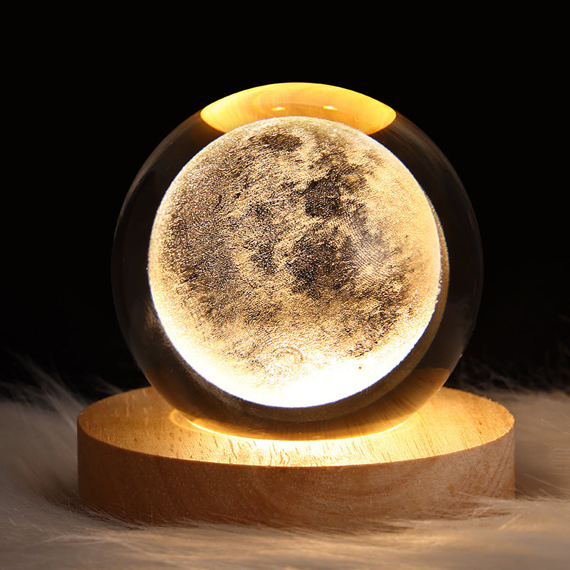 3D Luminous Starry Sky -Christmas - Planet Moon Crystal Ball Small Night Light - USB